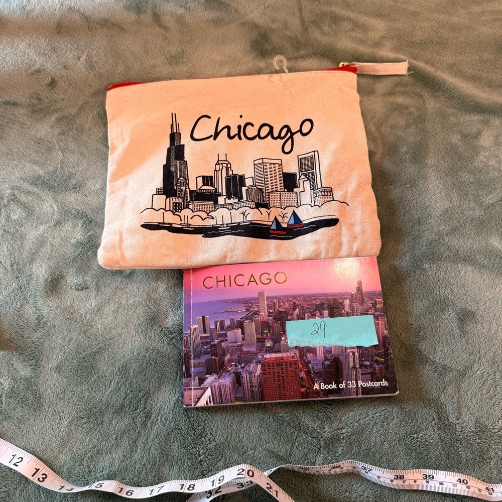 Chicago Canvas Zip Pouch in Natural with Black Print - Unbranded 29 postcards
